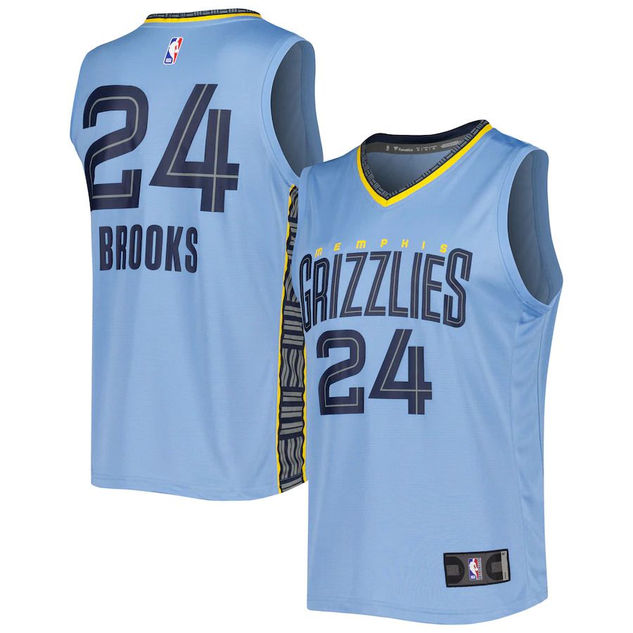 Men Memphis Grizzlies #24 Dillon Brooks Fanatics Branded Light Blue Statement Edition 2022-23 Fast Break Replica Player NBA Jersey->memphis grizzlies->NBA Jersey